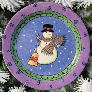 Sweet Shoppe Christmas Sango Salad Dessert Plate #3041 Sue Zipkin Snowman Purple